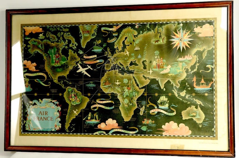 Vintage Air France Travel Poster By Lucien Boucher At 1stdibs
