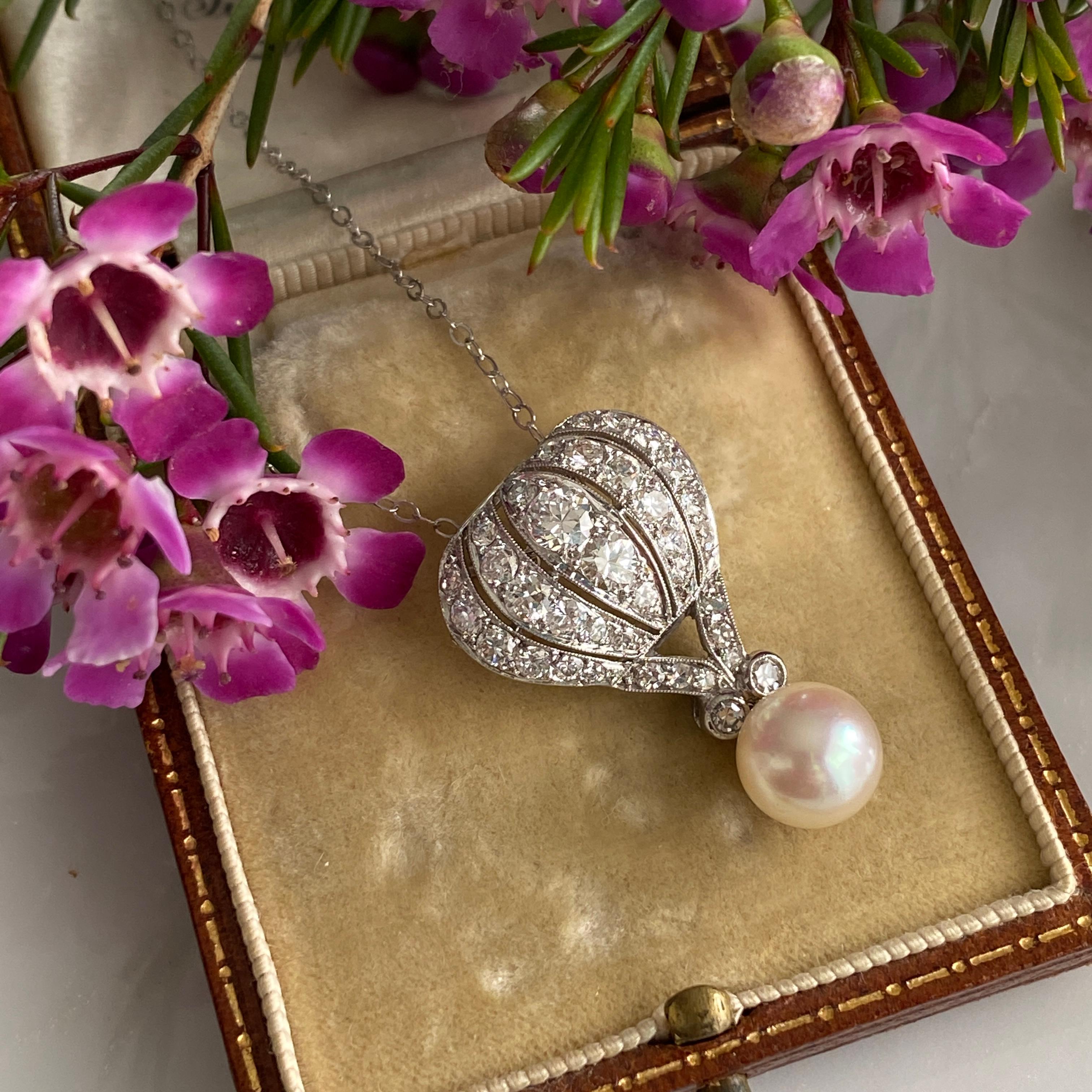 Pendentif vintage Air Hot Balloon en diamants et perles 14 carats en vente 5