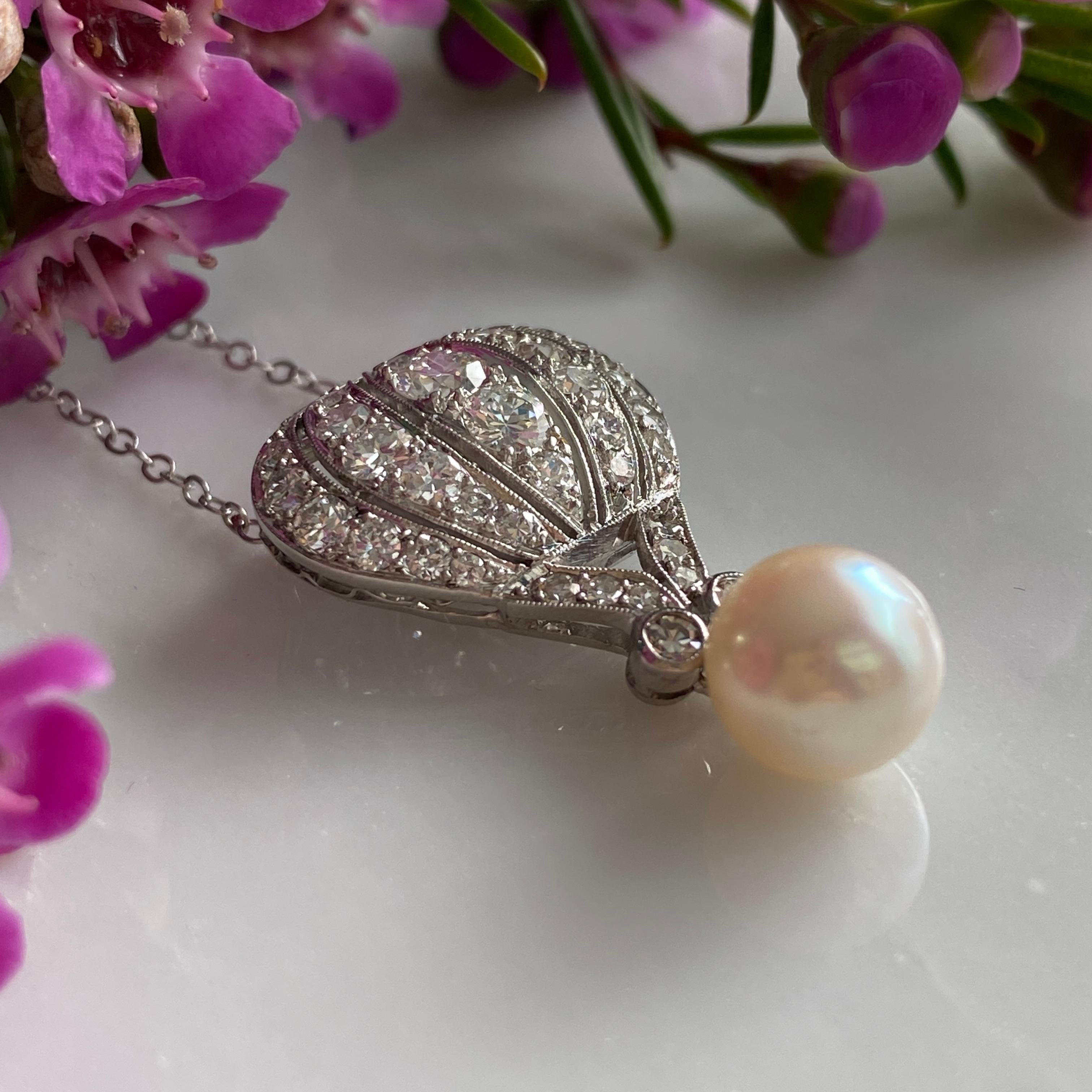 Vintage Air Hot Balloon Diamond & Pearl 14k Pendant In Excellent Condition For Sale In Scotts Valley, CA