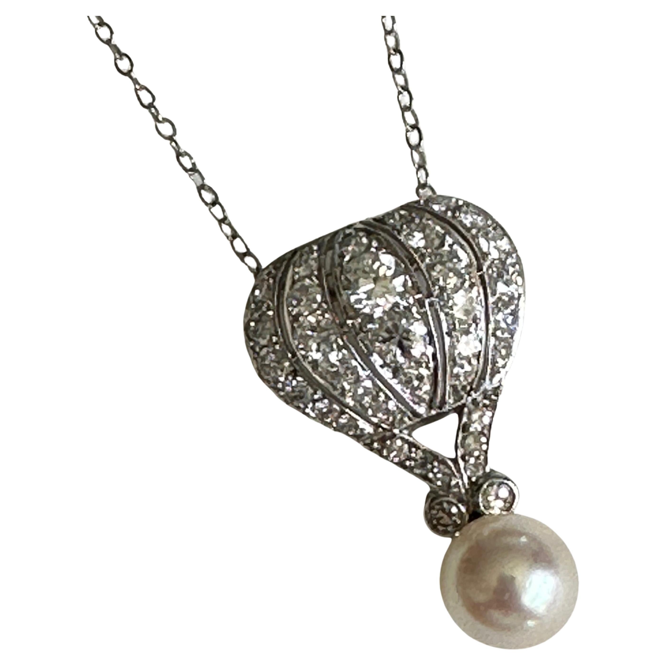 Pendentif vintage Air Hot Balloon en diamants et perles 14 carats en vente