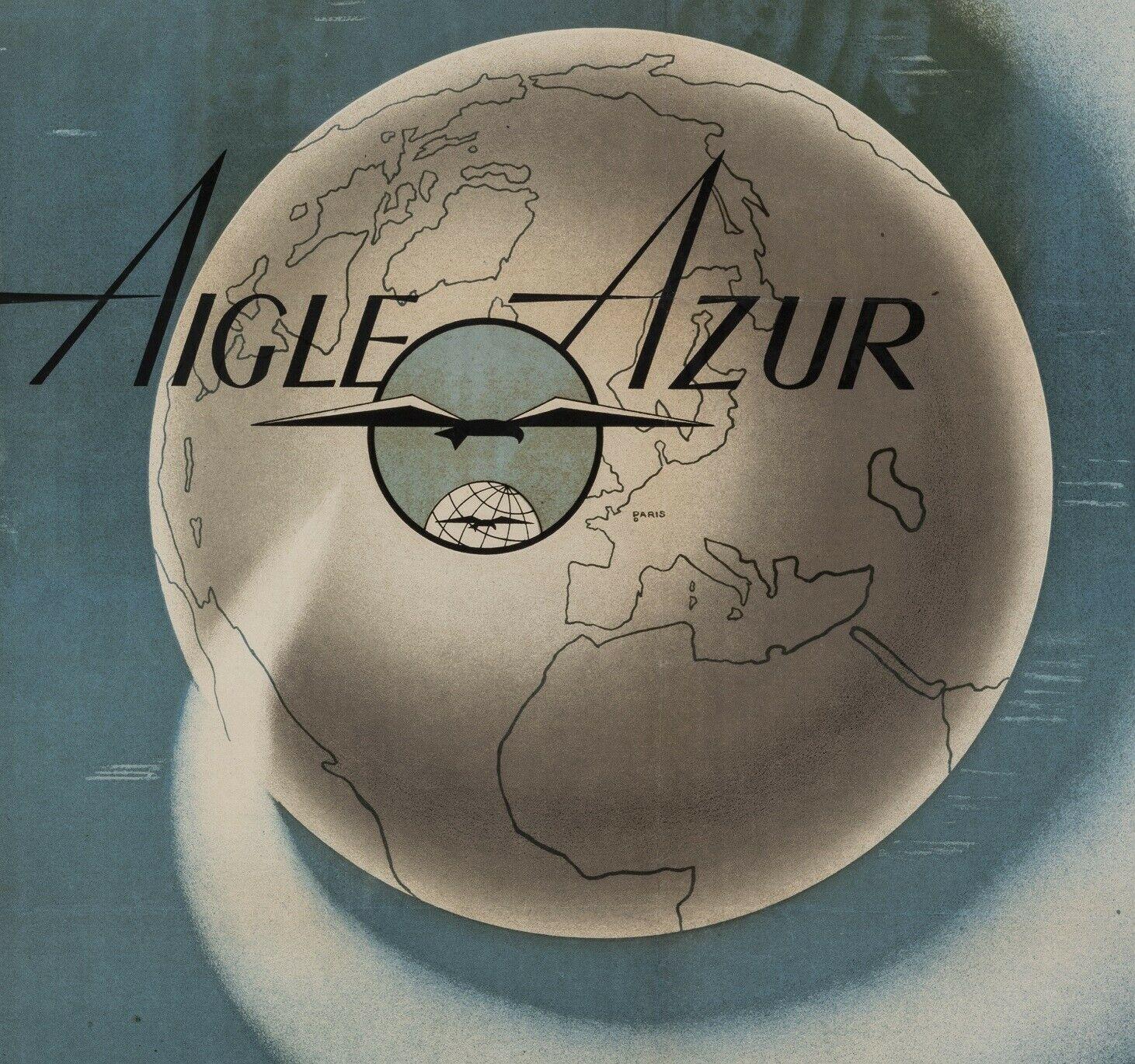 Vintage Airline Poster-Papa-Aigle Azur-France-North Africa Algeria, 1950

Additional Details:
Materials and Techniques: Colour lithograph on paper
Color: Blue, Grey
Region of Origin: Algeria
Framing: Unframed
Country/Region of Manufacture: