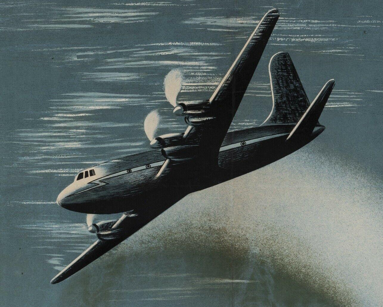 Francese Poster d'epoca della compagnia aerea-Dad-Aigle Azur-Francia-Nord Africa Algeria, 1950 in vendita