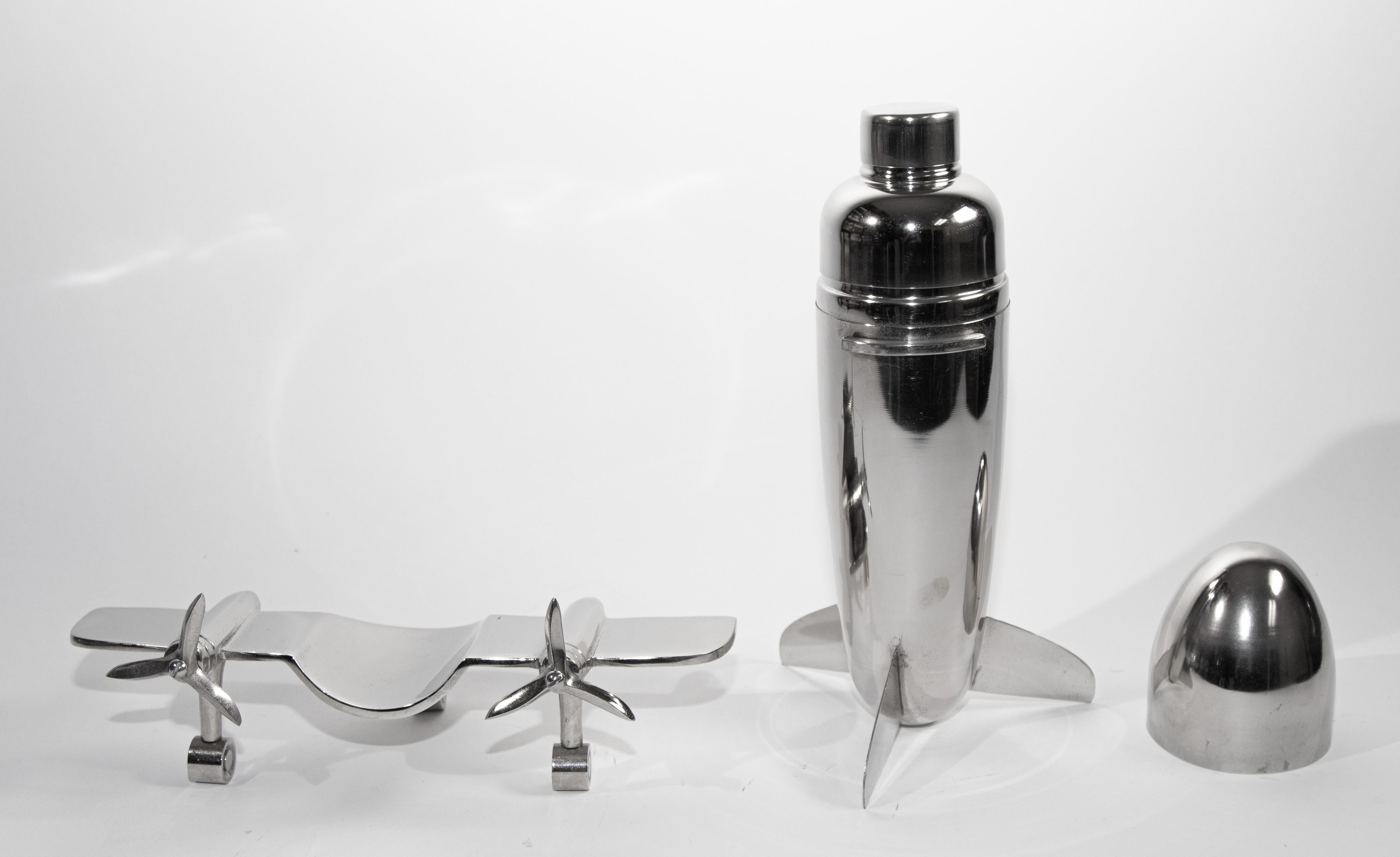 Vintage Airplane Form Cocktail Metal Shaker 1