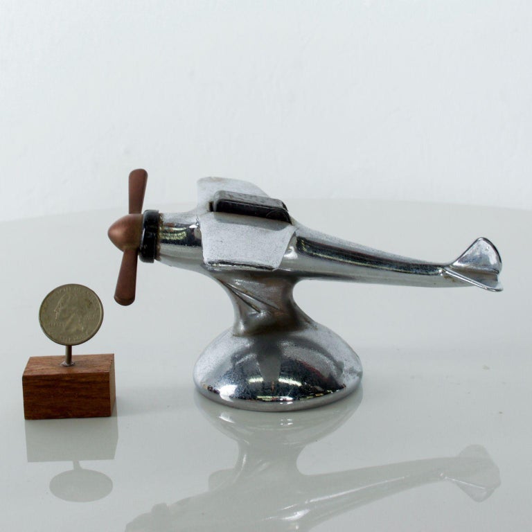 1930s Art Deco AIRFLAME Chrome Airplane Table Cigarette Lighter at