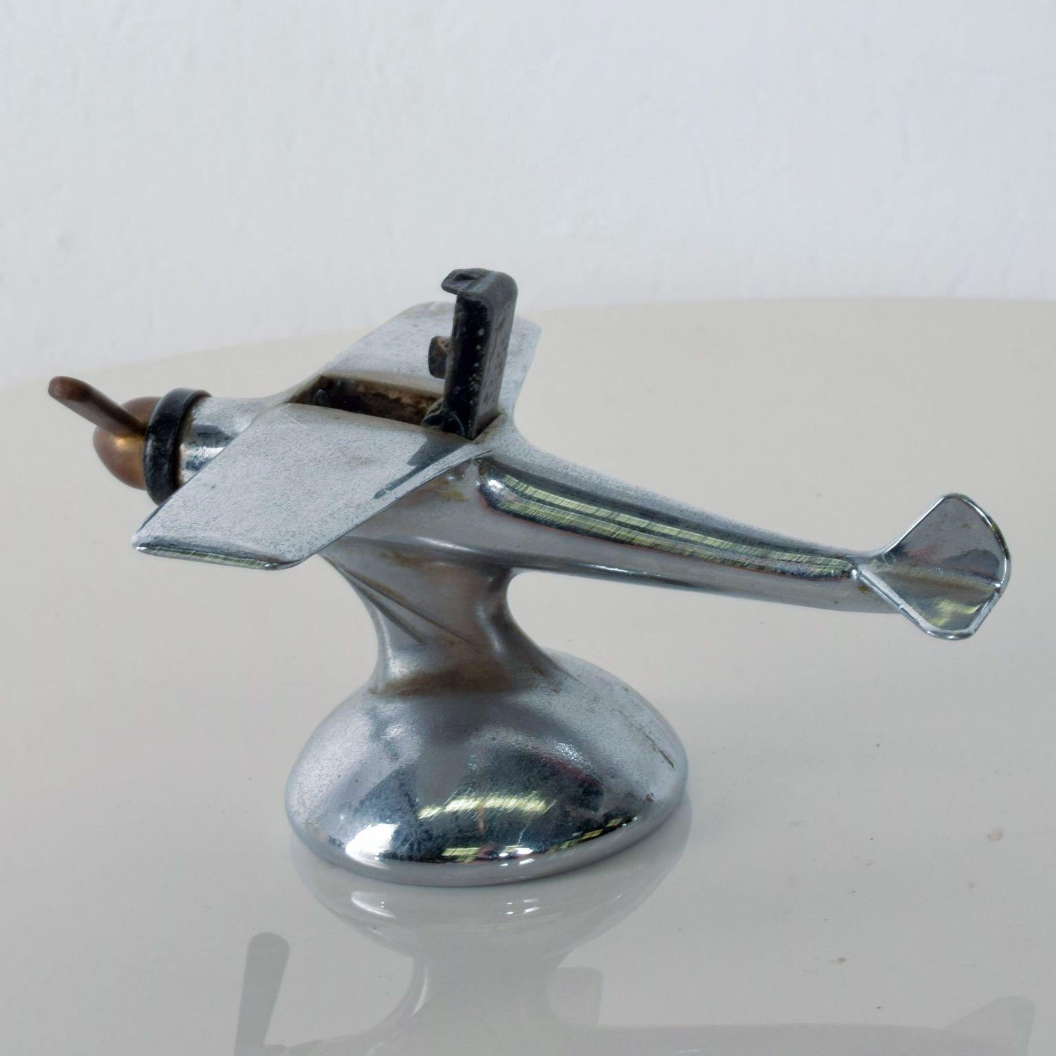 American 1930s Art Deco AIRFLAME Chrome Airplane Table Cigarette Lighter
