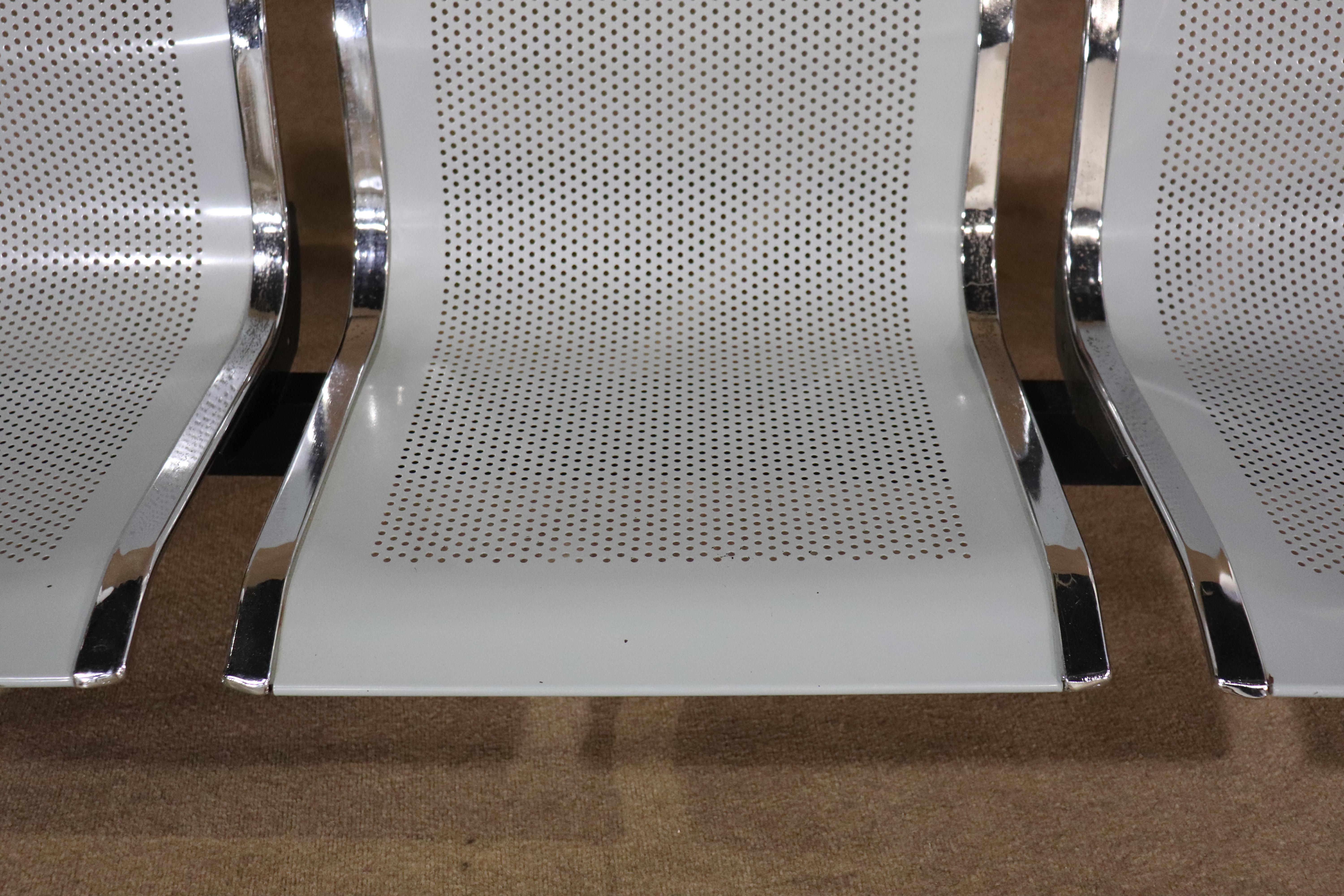 Vintage Airport Metal Bench For Sale 2
