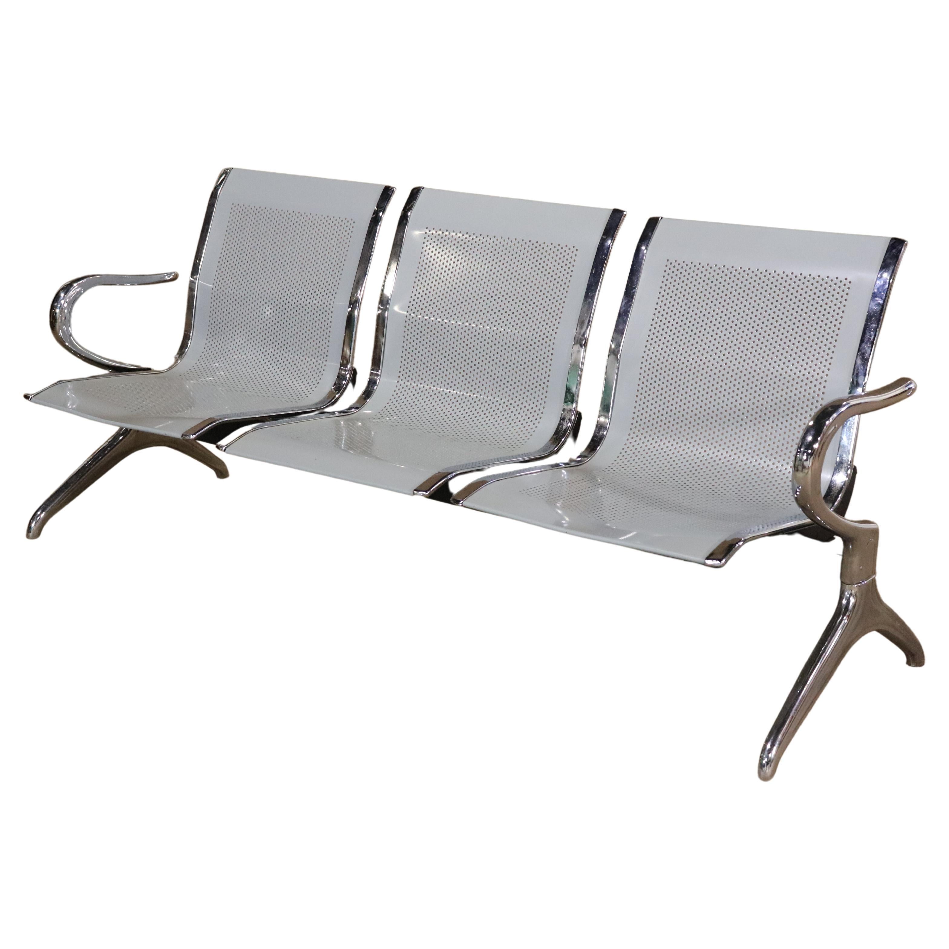 Vintage Airport Metal Bench For Sale