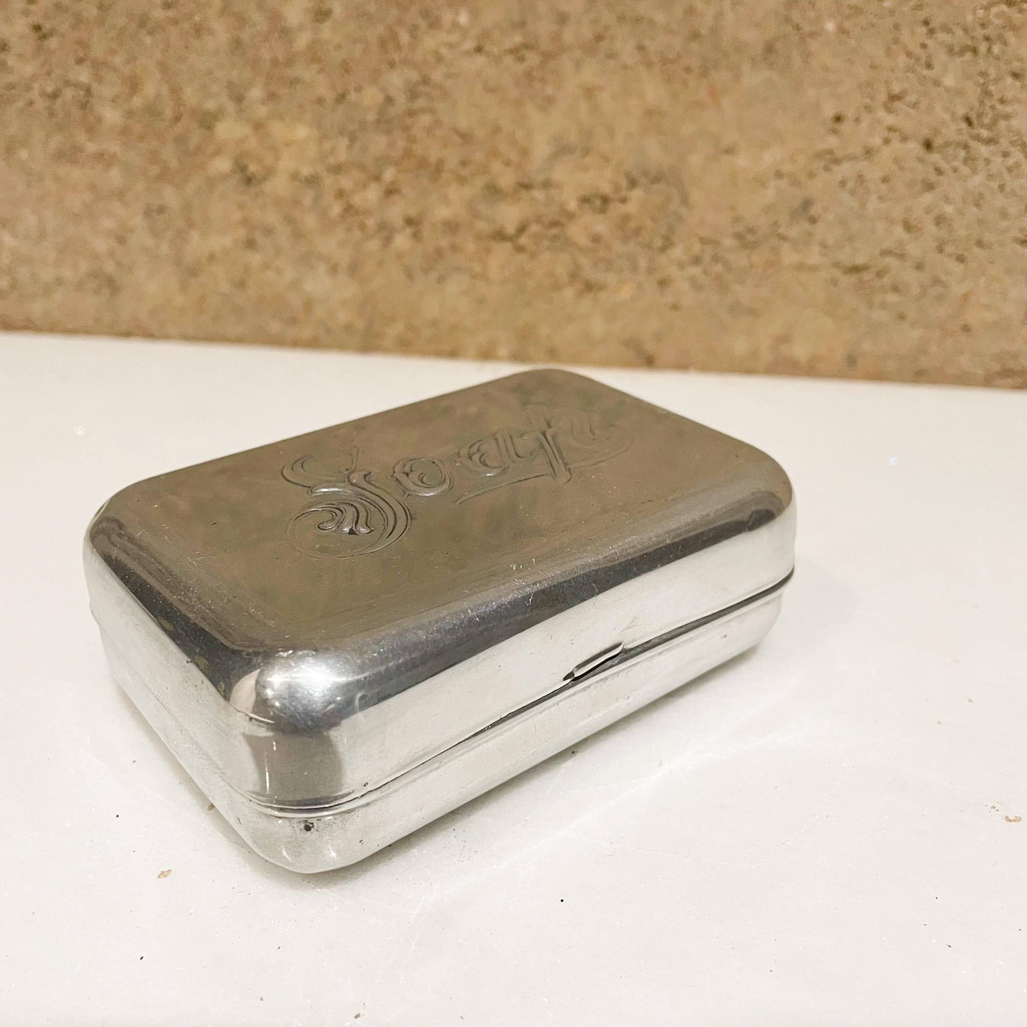 Mid-Century Modern Airstream Era Personal Travel Soap Carry Box Silver Case in Aluminum