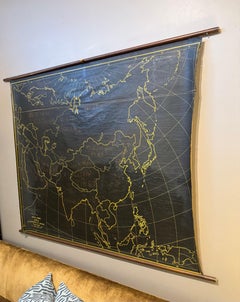 AJ Nystrom Asia Royal Series Wall Map in Laminated Canvas - circa 1960
