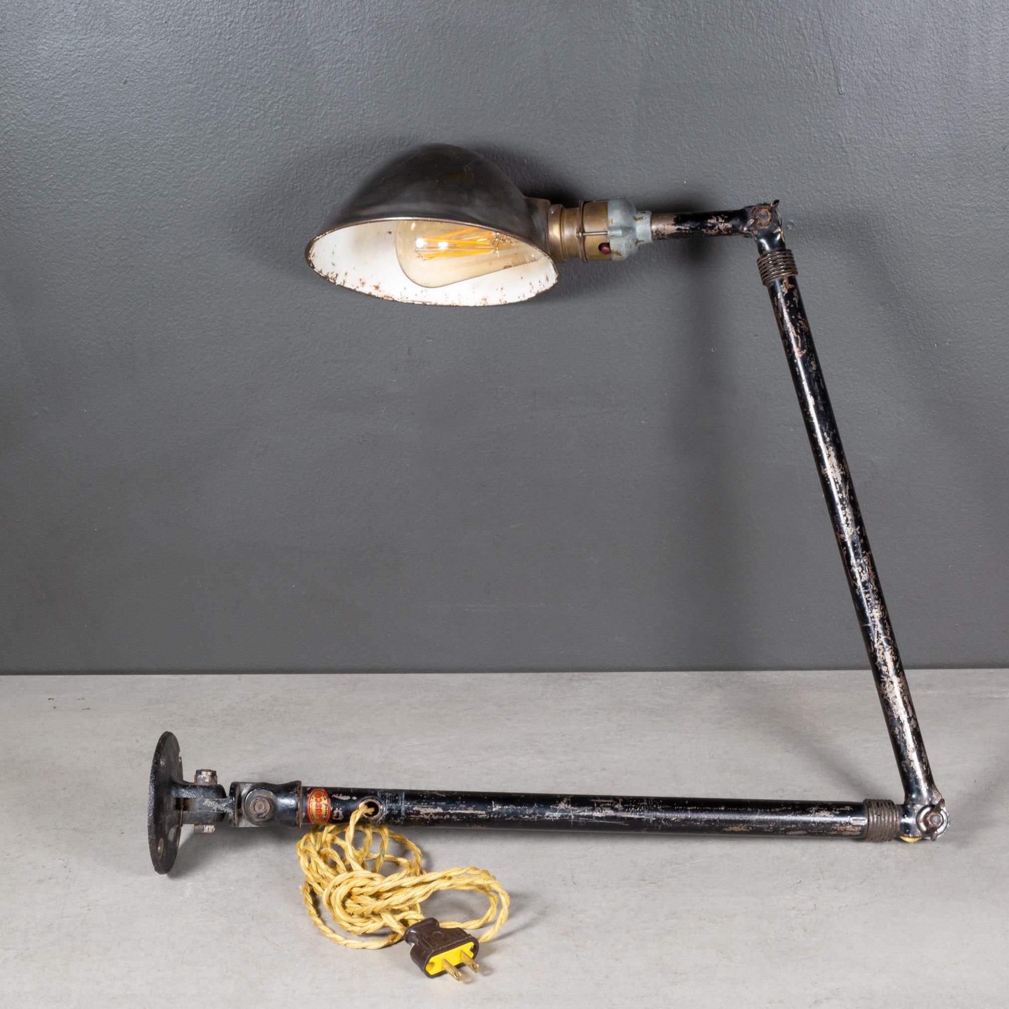 20th Century Vintage Ajusco Articulating Industrial Lamp c.1930-FREE SHIPPING For Sale