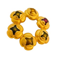 Vintage AK ANNE KLEIN matte gold enamel designer runway brooch