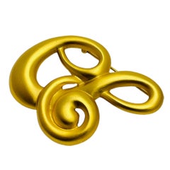 Vintage AK ANNE KLEIN signed matte gold tone designer brooch