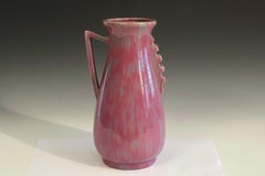 Vintage Awaji Pottery Pink Art Deco Asymmetrical Japanese Vase Signed