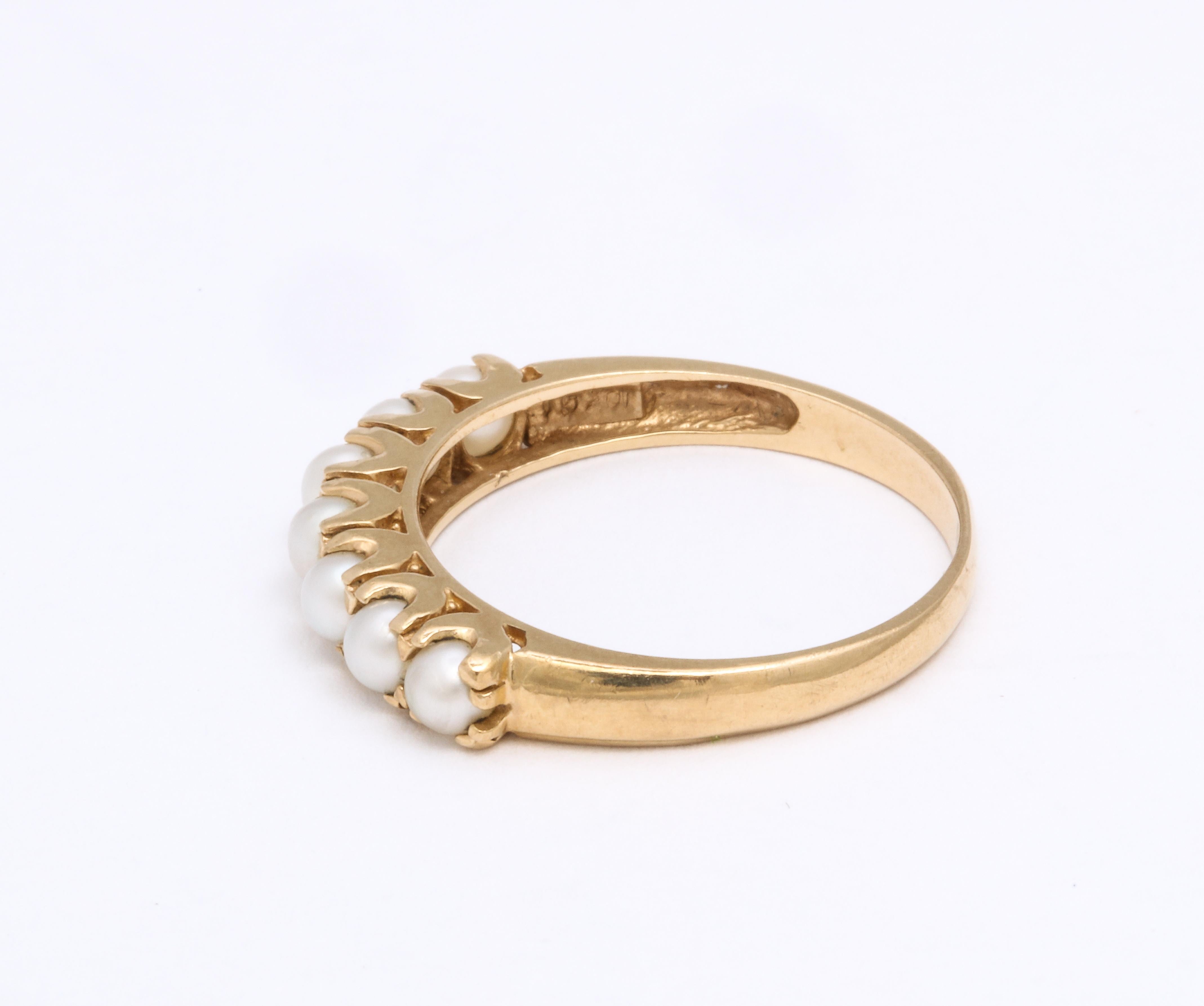 Contemporary Vintage Akoya Pearl Half Hoop Ring For Sale
