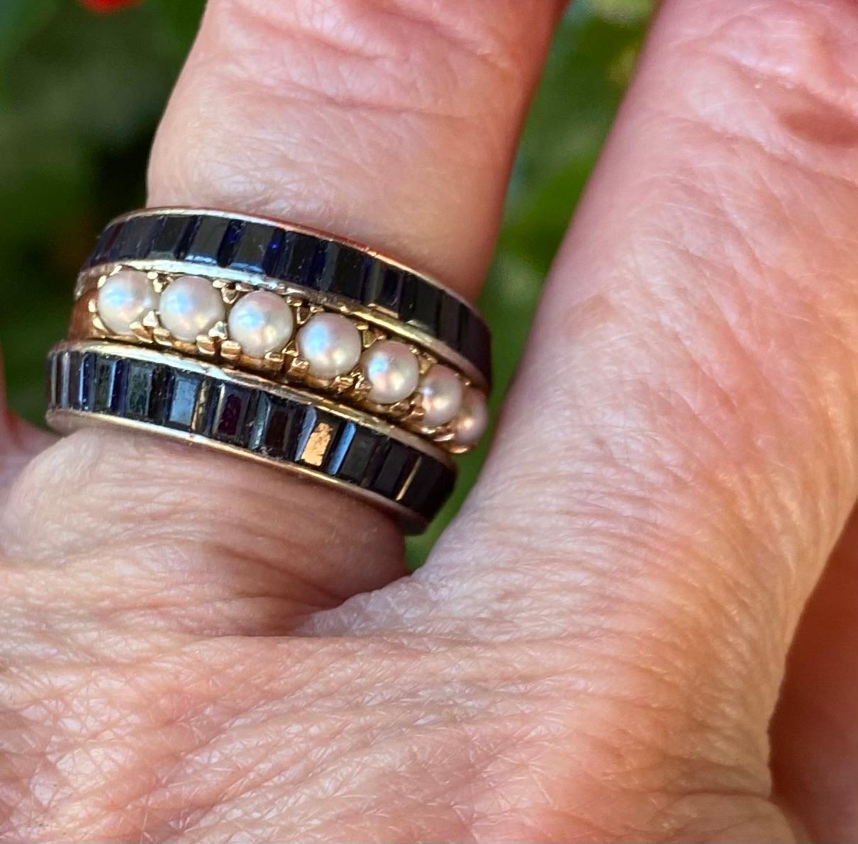 Bague demi-cerceau Akoya vintage en perles en vente 1