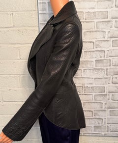 Vintage Akris Bergdorf Croc Embossed Goat Suede Leather Jacket FR 36 US 4 Hi-low