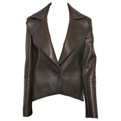 Vintage Akris Bergdorf Croc Embossed Goat Suede Leather Jacket FR 36 US 4 Hi-low