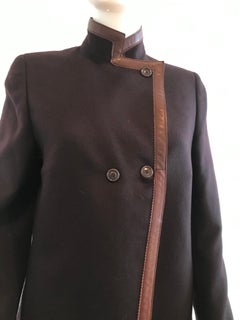 Vintage Akris Brown Cashmere Jacket with Leather Trim