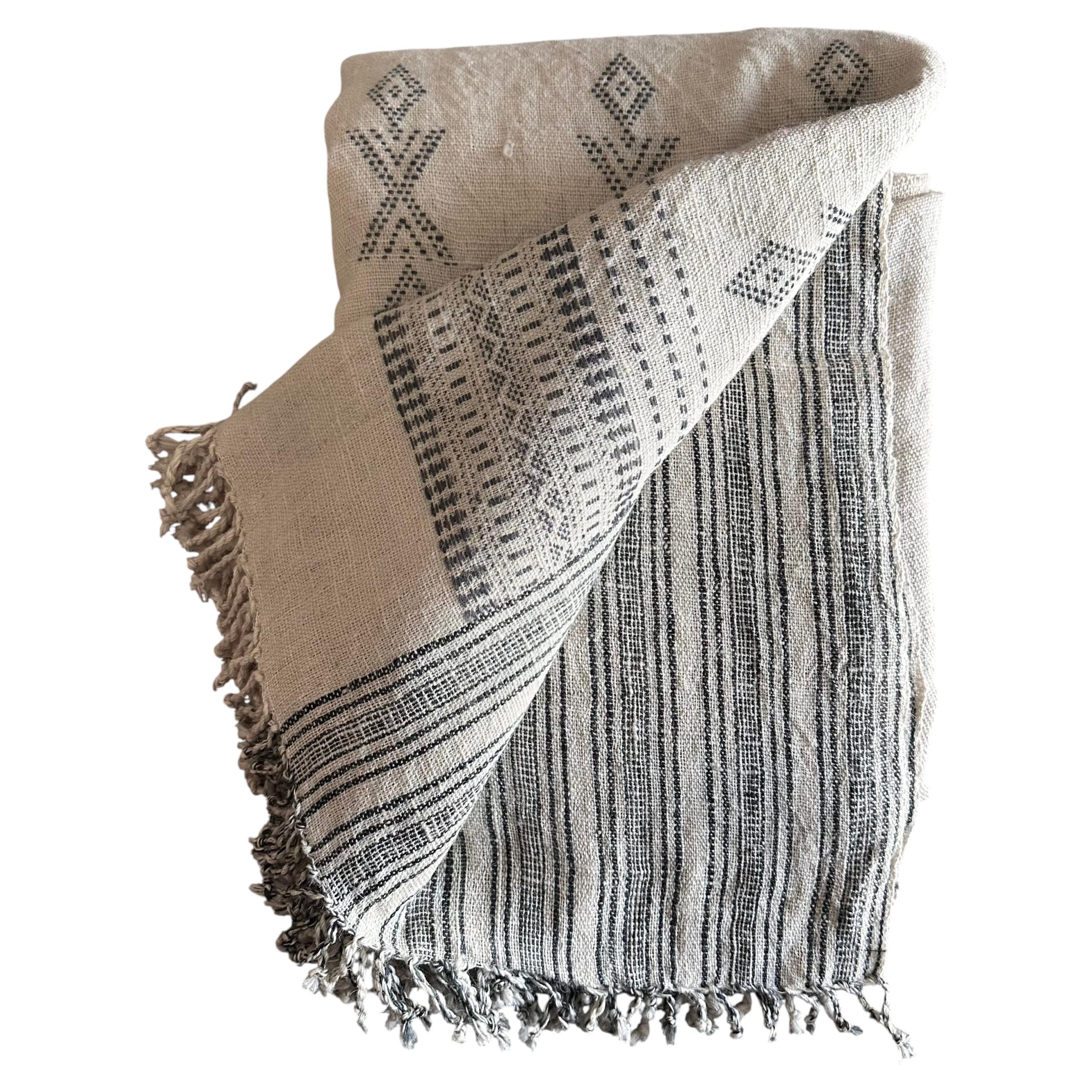 Plaid vintage en laine crème Akriti