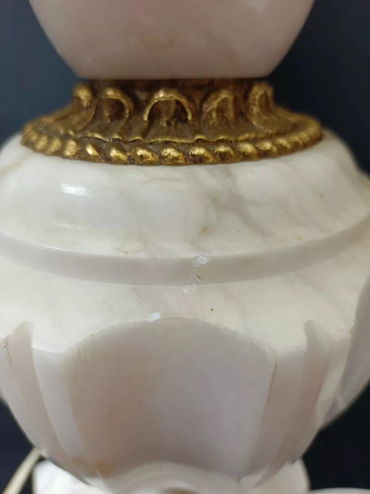 Base per lampada in alabastro e ottone vintage con paralume - 2Y227 in vendita 4