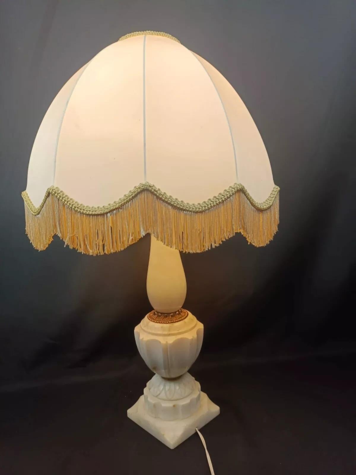 Base per lampada in alabastro e ottone vintage con paralume - 2Y227 in vendita 6