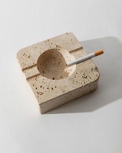 Vintage Alabaster Ashtray in Beige Stone Mid Century Design, 1960s