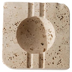 Vintage Alabaster Ashtray in Beige Stone Mid Century Design, 1960s