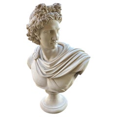 Vintage Alabaster Büste des griechischen Gottes Apollo 20 C.
