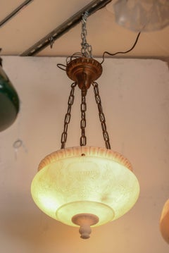 Vintage Alabaster Carved Urn Pendant or Bowl Chandelier