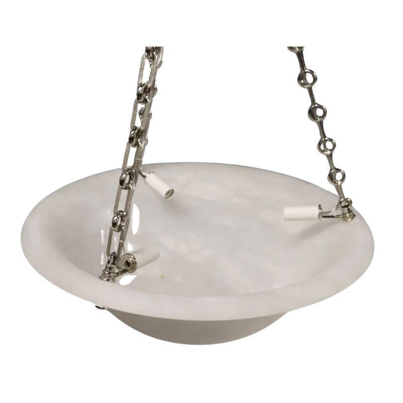 20th Century Vintage Alabaster Deep Dish Form Chandelier  For Sale