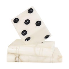Vintage Alabaster Dice Paperweight Figurine 15cm