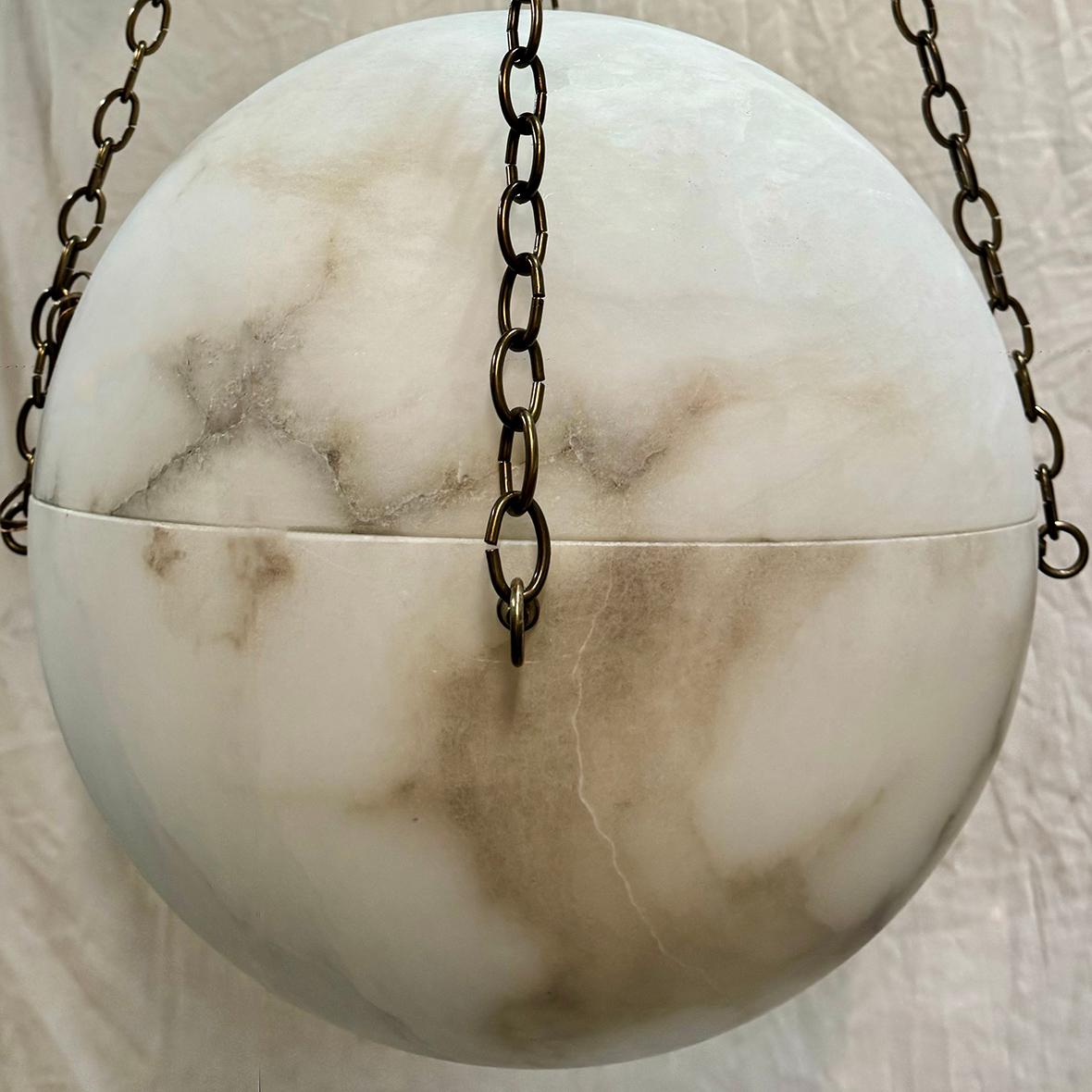 Vintage Alabaster Globe Fixture In Good Condition For Sale In New York, NY