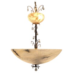 Colgante vintage de cristal de hoja de oro de alabastro