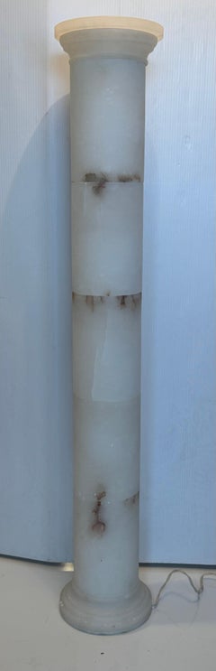 Piedistallo a colonna illuminato in alabastro vintage A. Stone