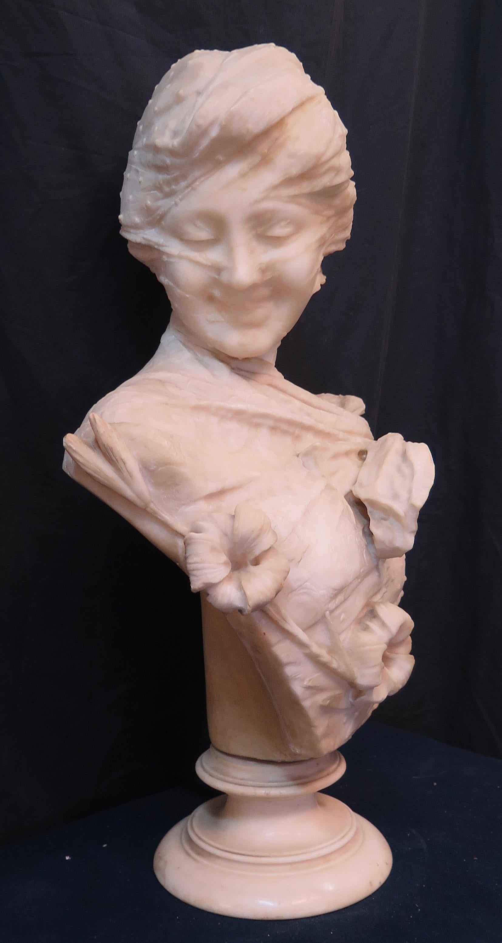 Vintage-Skulptur aus Alabaster von Emilio Fiaschi (Viktorianisch) im Angebot