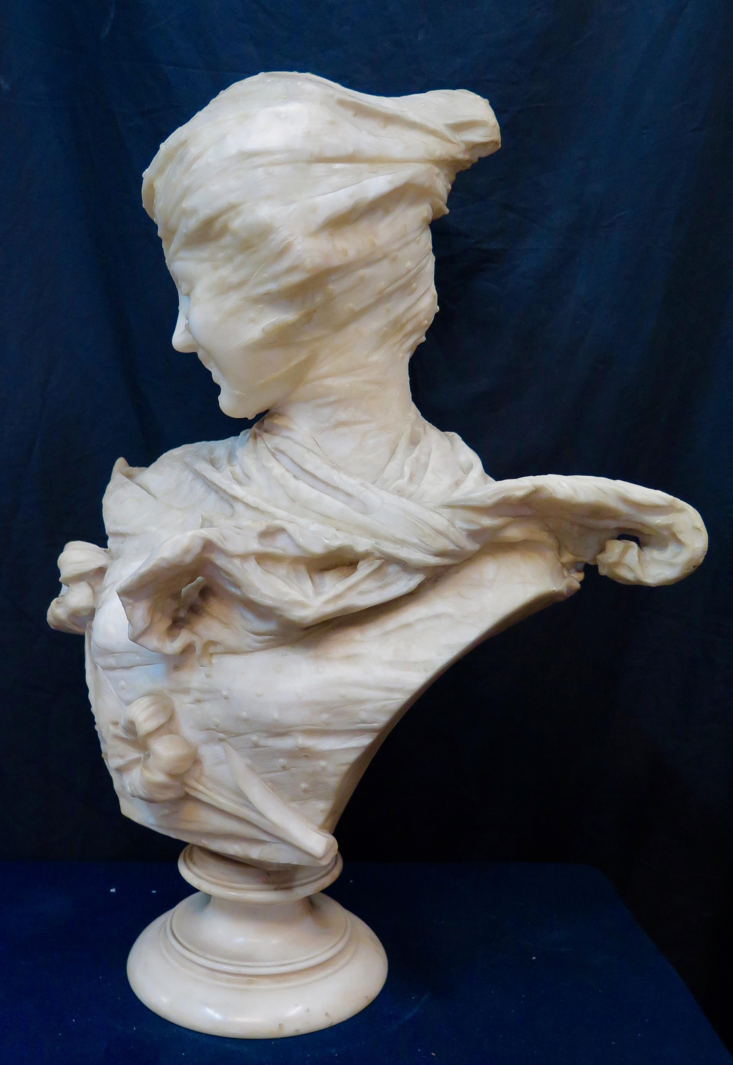 Victorian Vintage Alabaster Sculpture by Emilio Fiaschi For Sale