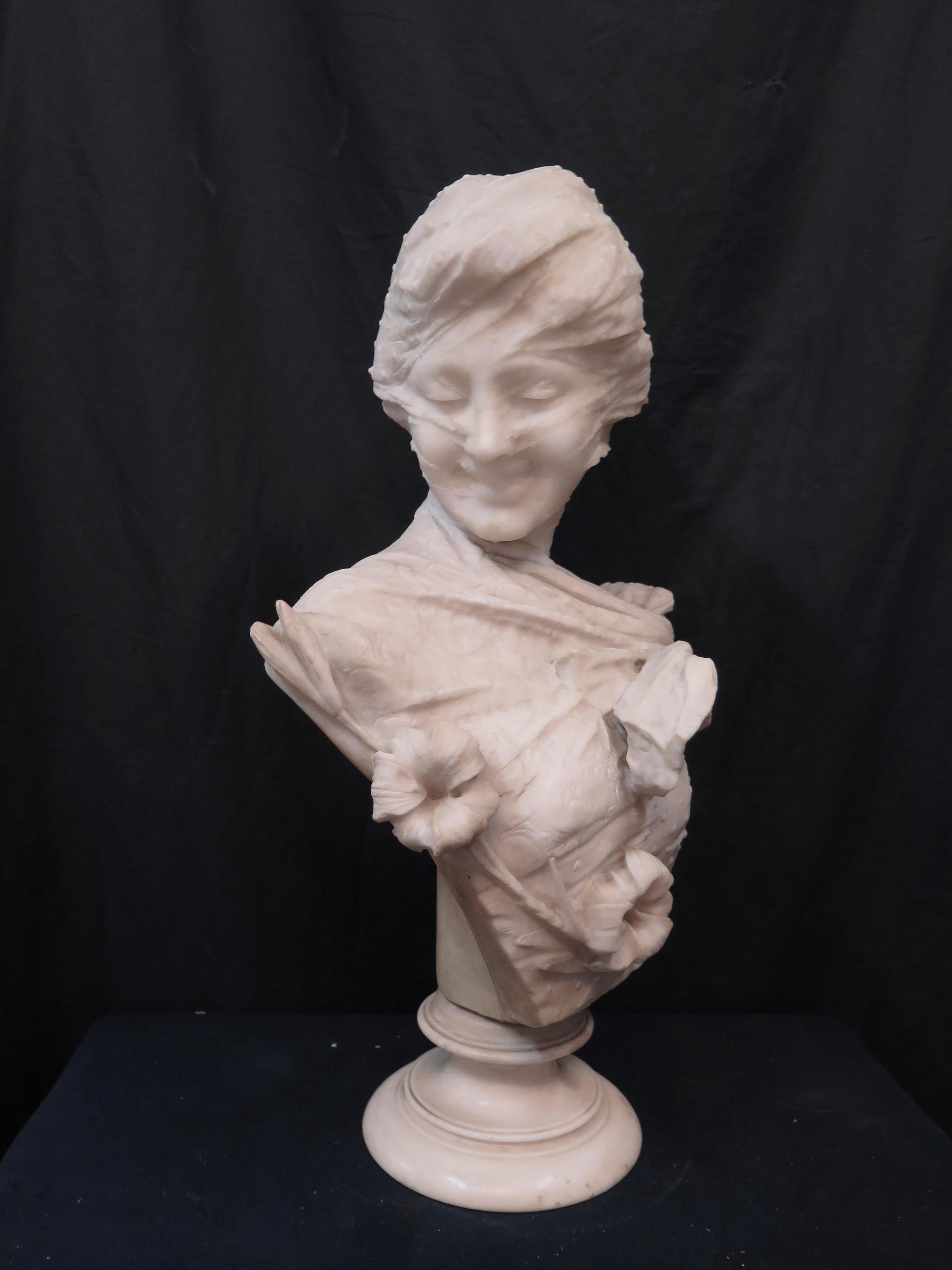 Vintage Alabaster Sculpture by Emilio Fiaschi In Distressed Condition For Sale In Bronx, NY