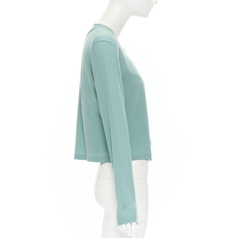 Women's vintage ALAIA 100% wool sea form green teal cardigan vest twinset  L