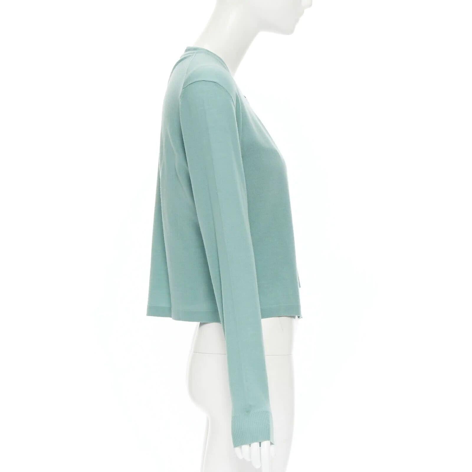 vintage ALAIA 100% wool sea form green teal cardigan vest twinset L In Good Condition For Sale In Hong Kong, NT