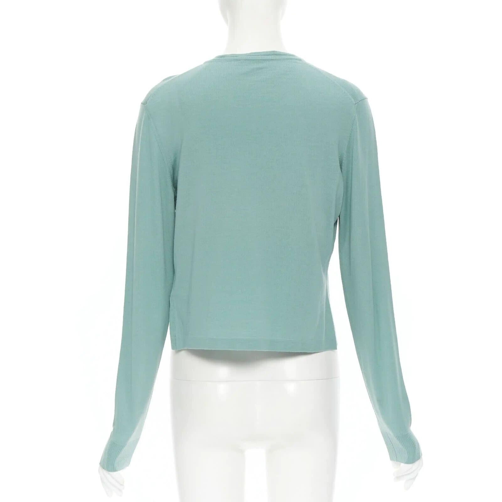 Donna gilet cardigan vintage ALAIA 100% lana mare Greene & Greene  L