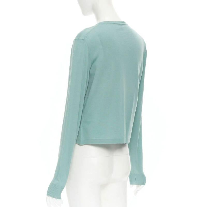 vintage ALAIA 100% wool sea form green teal cardigan vest twinset  L 2