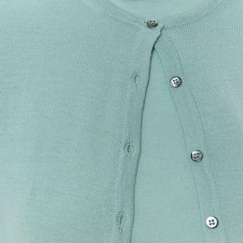 vintage ALAIA 100% wool sea form green teal cardigan vest twinset  L 4