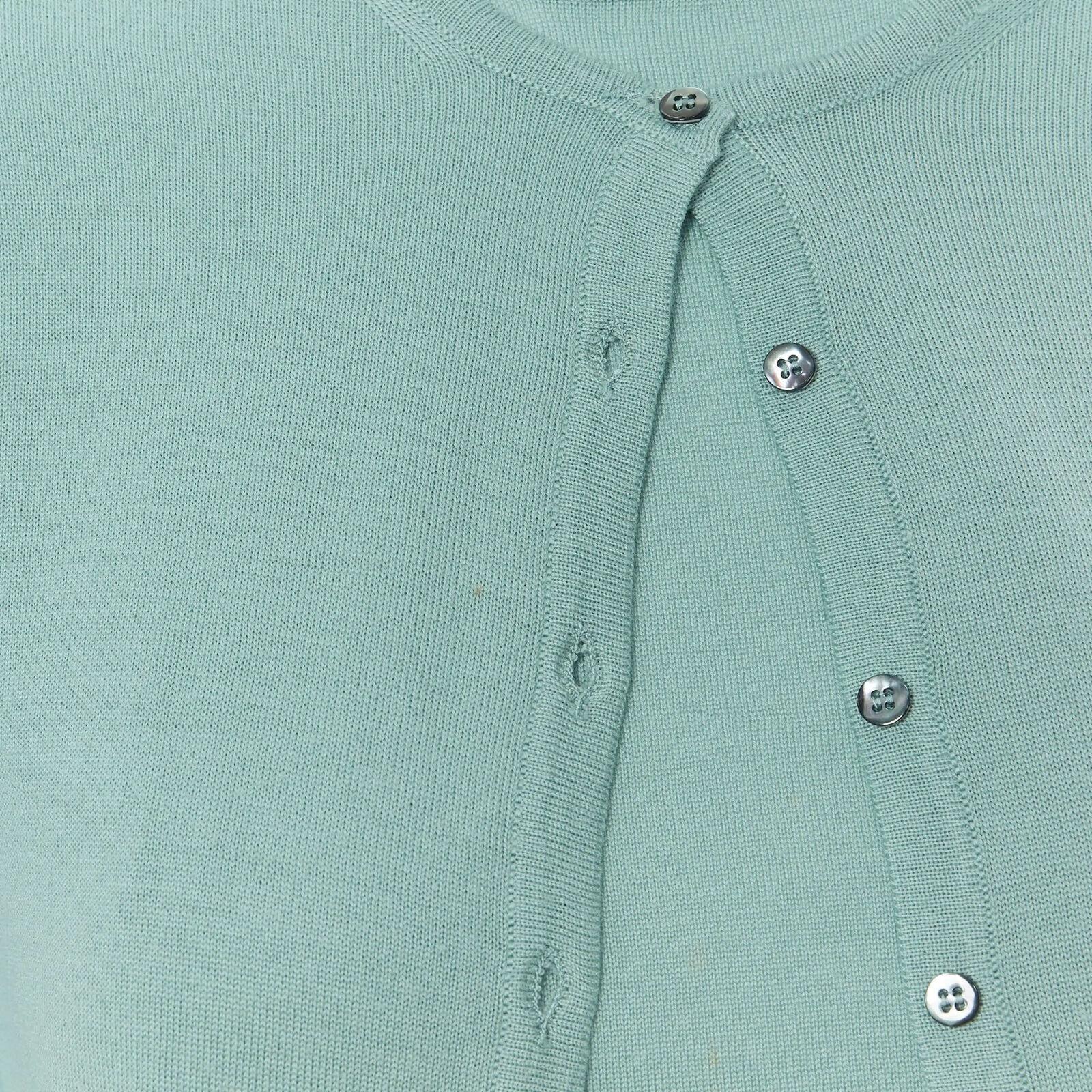 vintage ALAIA 100% laine forme mer vert sarcelle cardigan gilet twinset L en vente 3