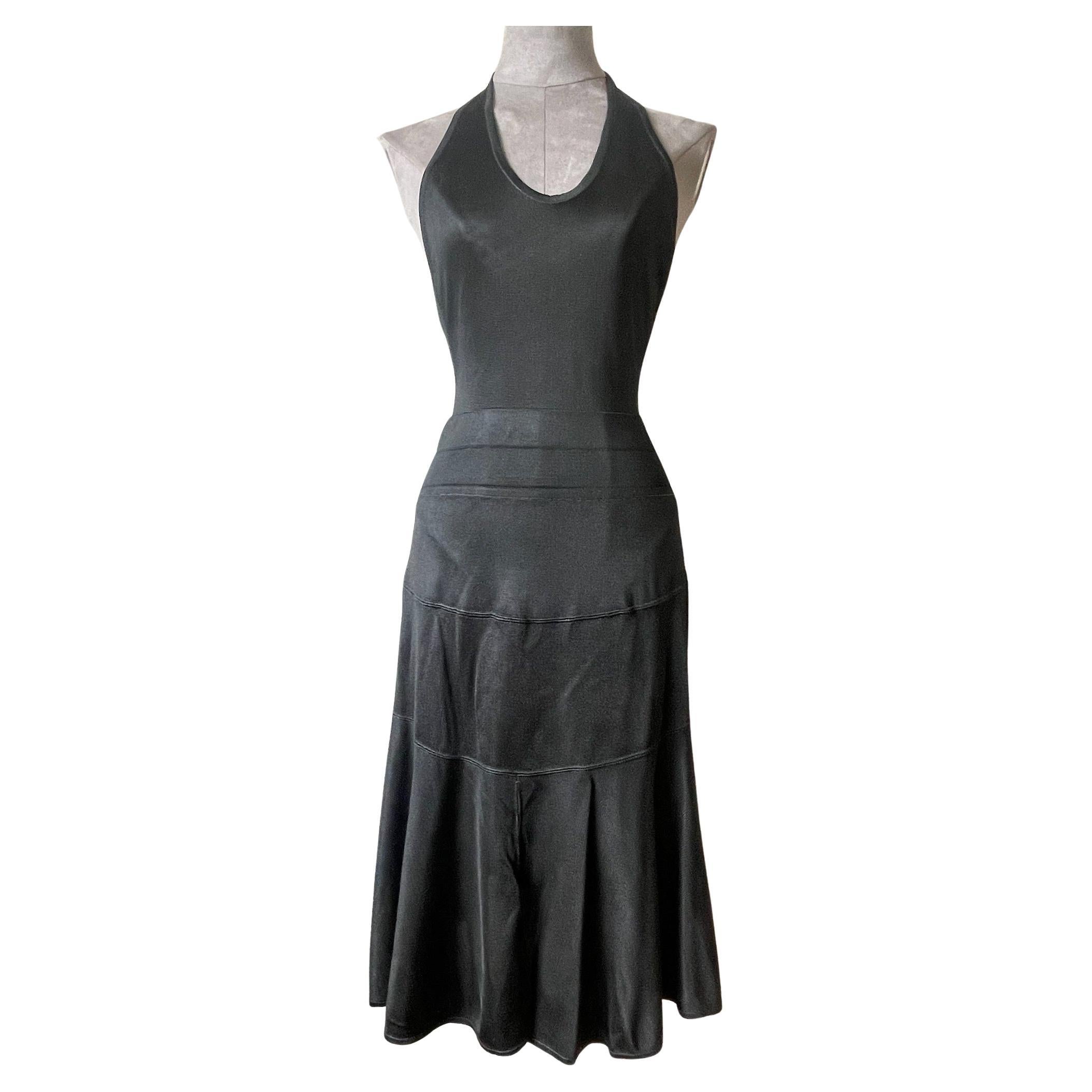 Vintage Alaïa Black Halter Bodysuit & Fishtail Knit Skirt Set