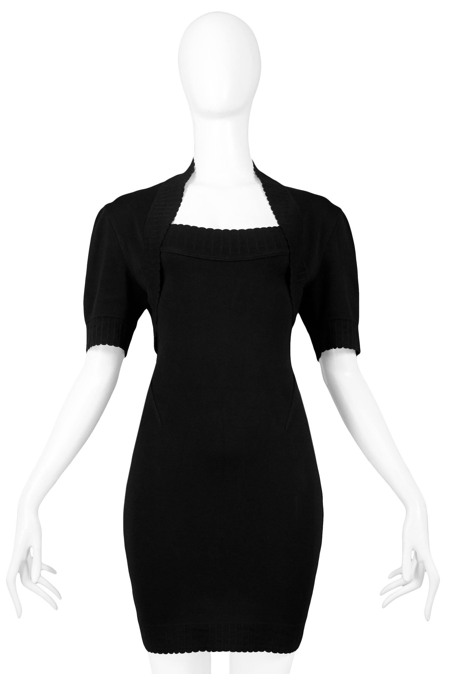 Vintage Alaia Black Off the Shoulder Dress & Bolero Ensemble 1992 In Excellent Condition In Los Angeles, CA