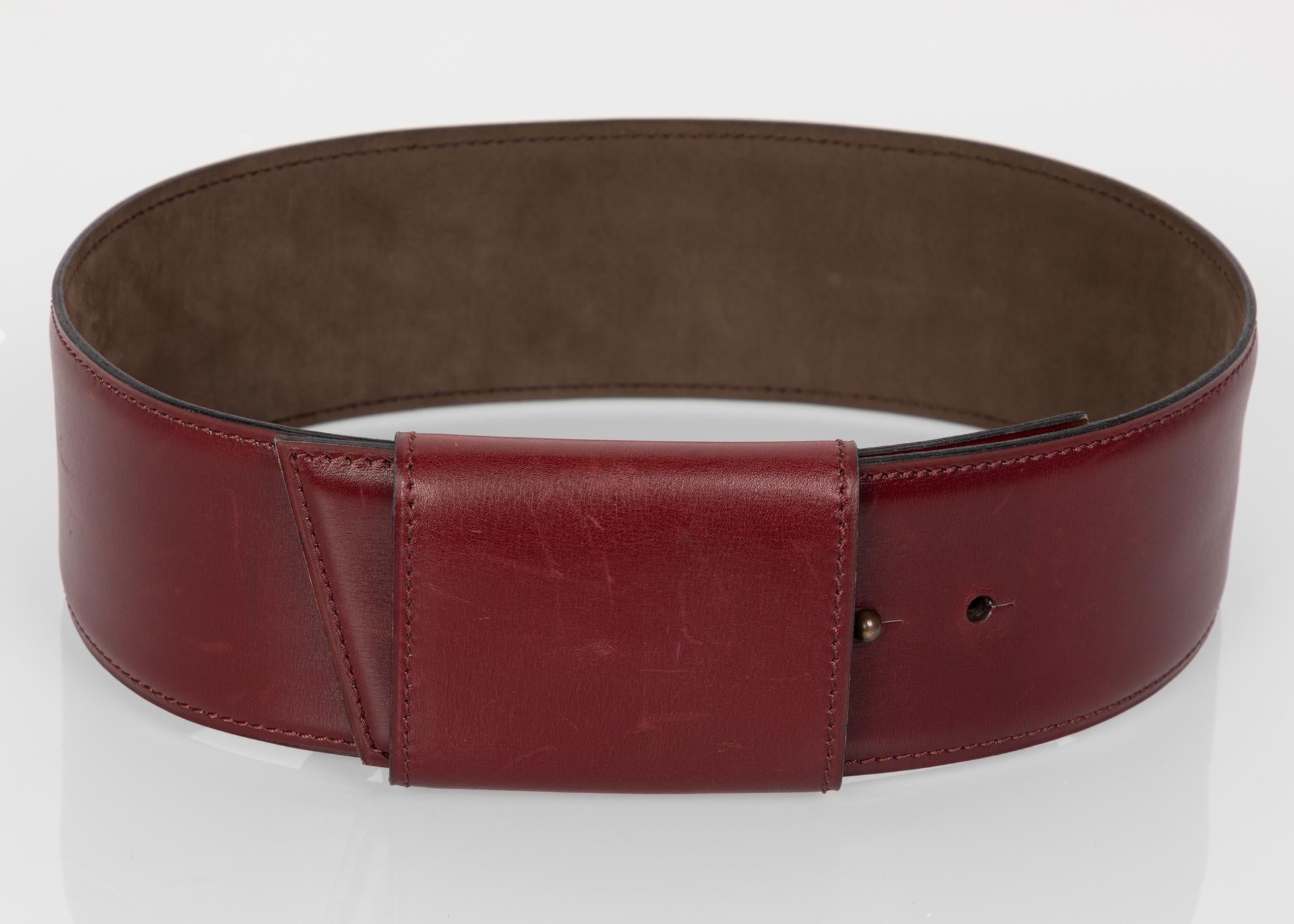 Black Vintage Alaïa Burgundy Leather Waist Belt