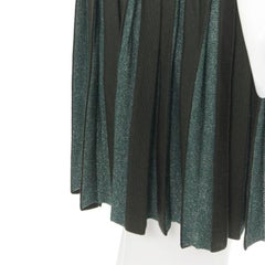 vintage ALAIA dark green wool blend pleated hem wrap flared skirt FR40 M