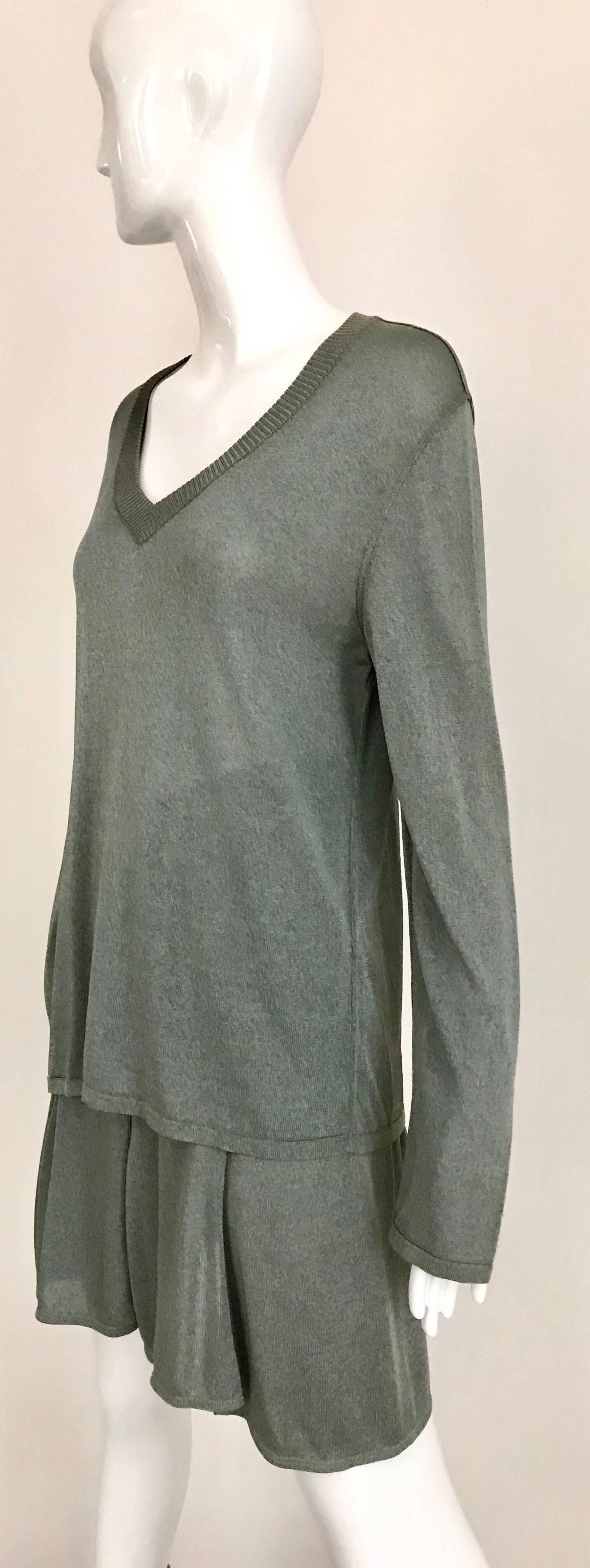 ALAÏA - Ensemble vintage haut et jupe en tricot vert Bon état - En vente à Beverly Hills, CA