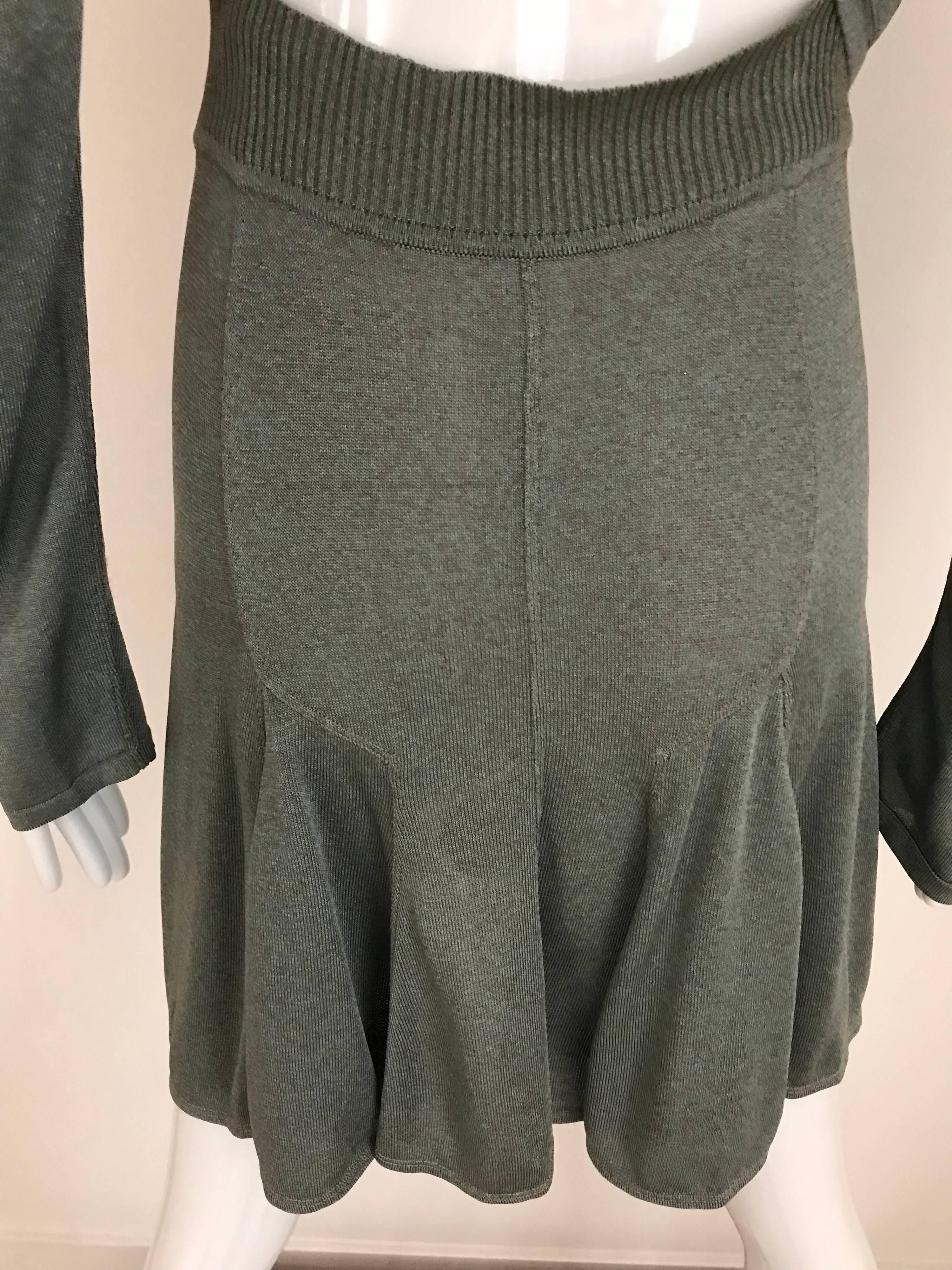 Women's Vintage ALAIA Green Knit Top and Skirt Set For Sale