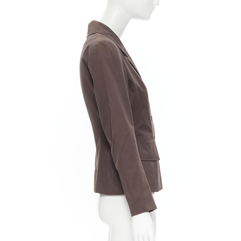 vintage ALAIA grey cotton angular dart bodycon fitted blazer jacket